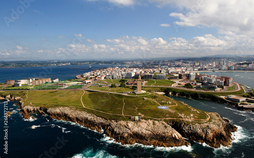 panoramic view of the hercules togaliciawer in la coruña photo