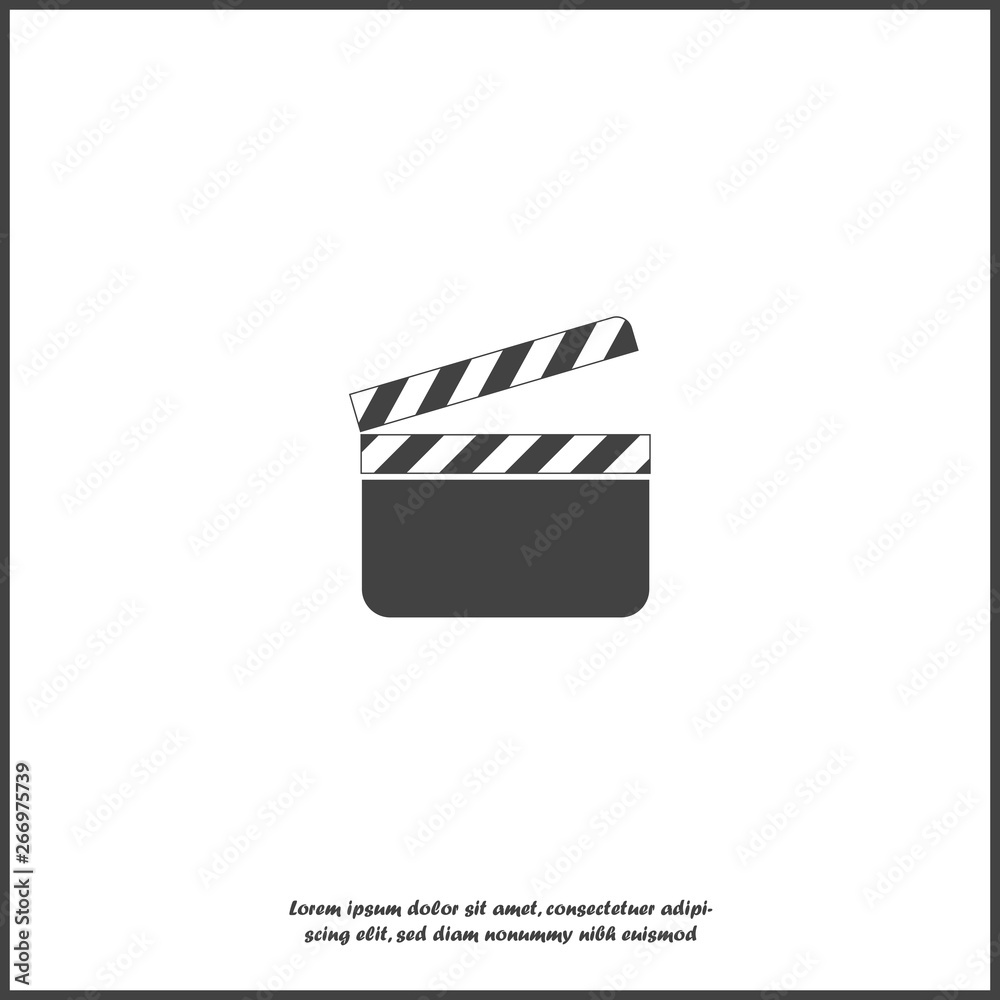 Vector clapper for movie on white isolated background.