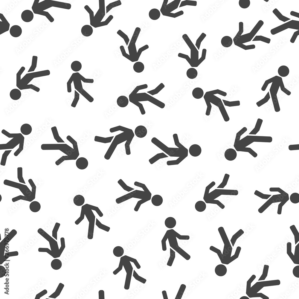 Vector icon of a walking pedestrian. Illustration of a walking man vector seamless pattern on a white background.