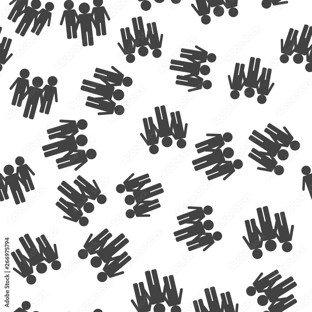 Crowd. A lot of people. Group of people vector seamless pattern on a white background.