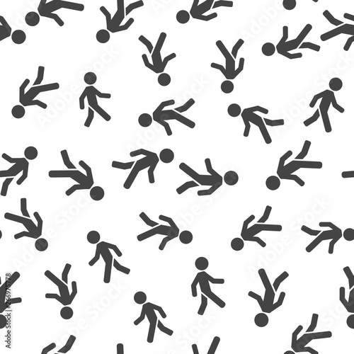 Vector icon of a walking pedestrian. Illustration of a walking man vector seamless pattern on a white background.