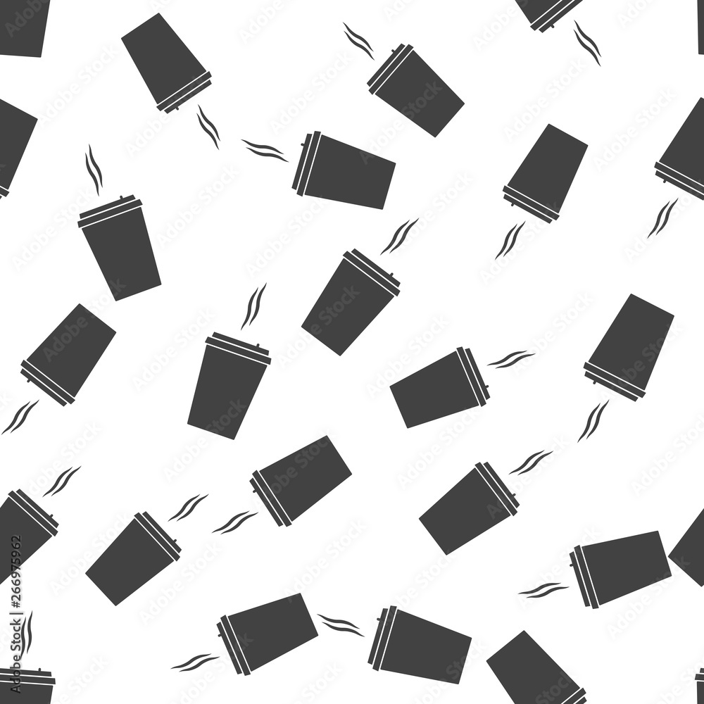 Vector icon of a disposable cup of coffee. A stale coffee drink in the dishes seamless pattern on a white background. Vector icon of a disposable cup of coffee. A stale coffee drink in the dishes seamless pattern on a white background.
