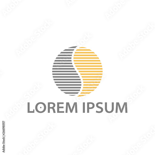 vector illustration lines yin yang icon logo design