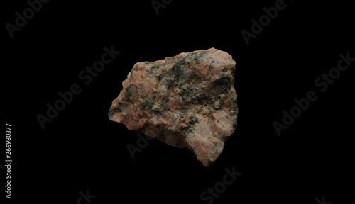 Pink Granite Rock isolated on black