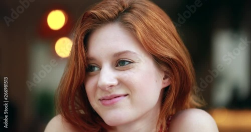 Pensive thoughtful pretty girl portrait