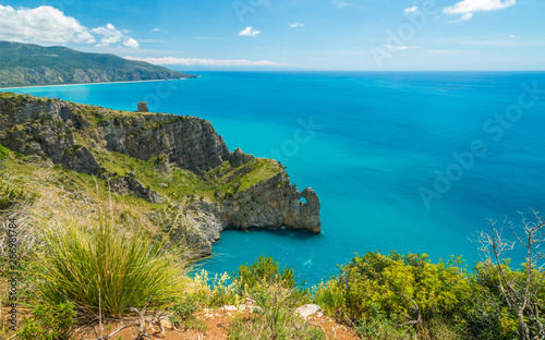 Fototapeta Naklejka Na Ścianę i Meble -  Scenic seascape with cliffs at Palinuro, Cilento, Campania, southern Italy.