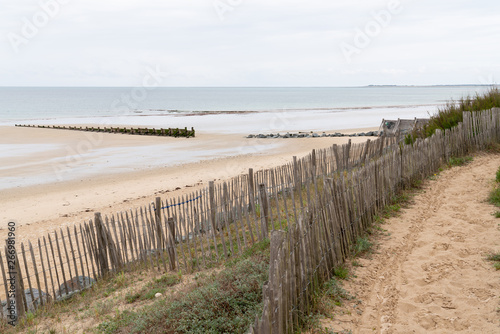 Panorama landscape of sand dunes system on beach in Re Island in france south west