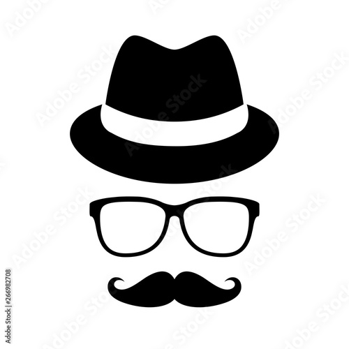 Retro man portrait with hat and glasses