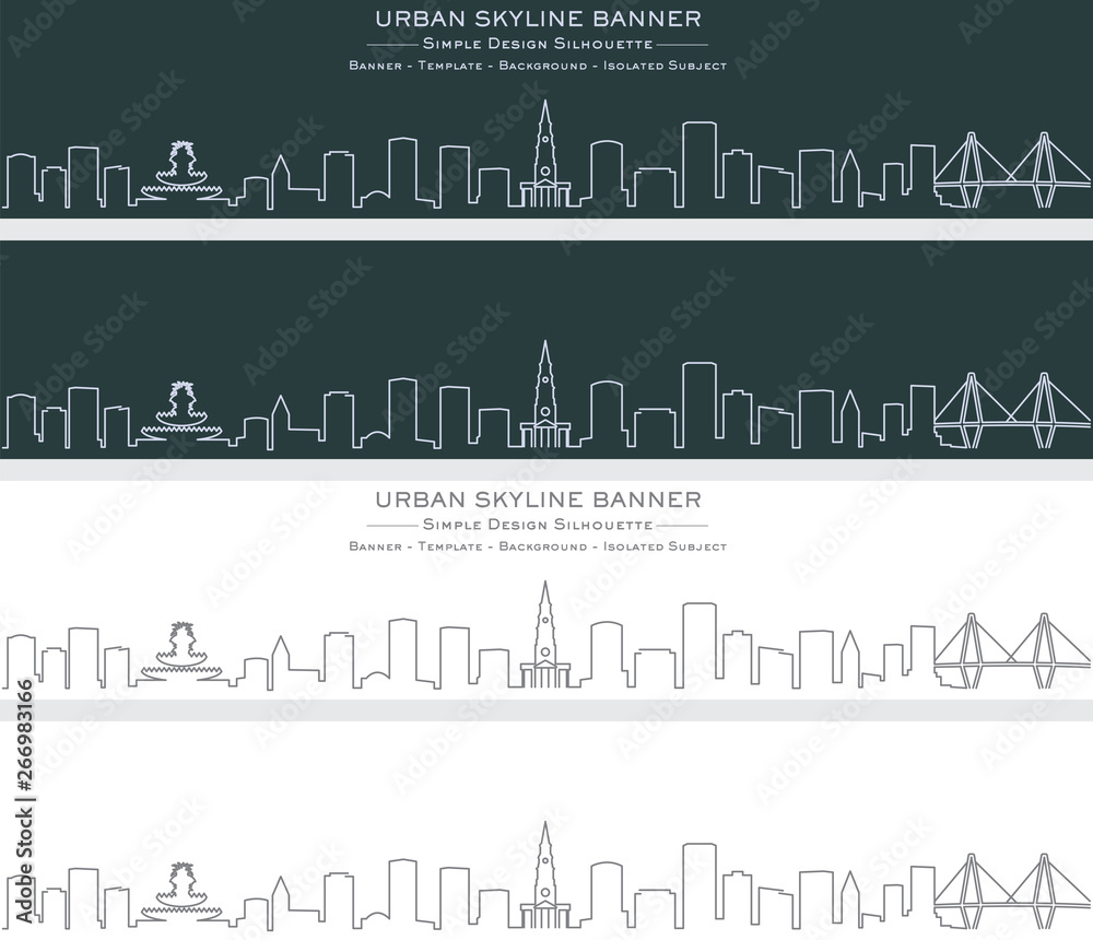 Fototapeta premium Jednoliniowy baner panoramiczny Charleston