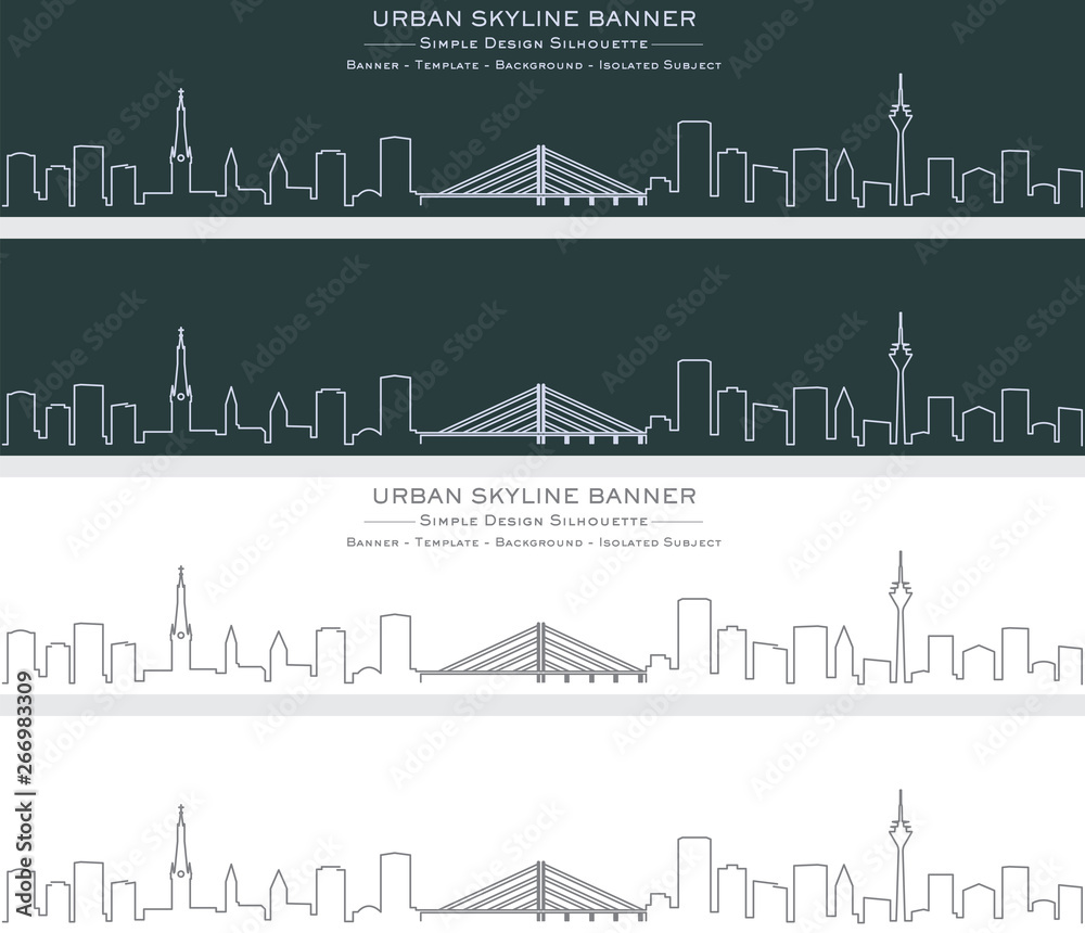 Obraz premium Dusseldorf Single Line Skyline Banner