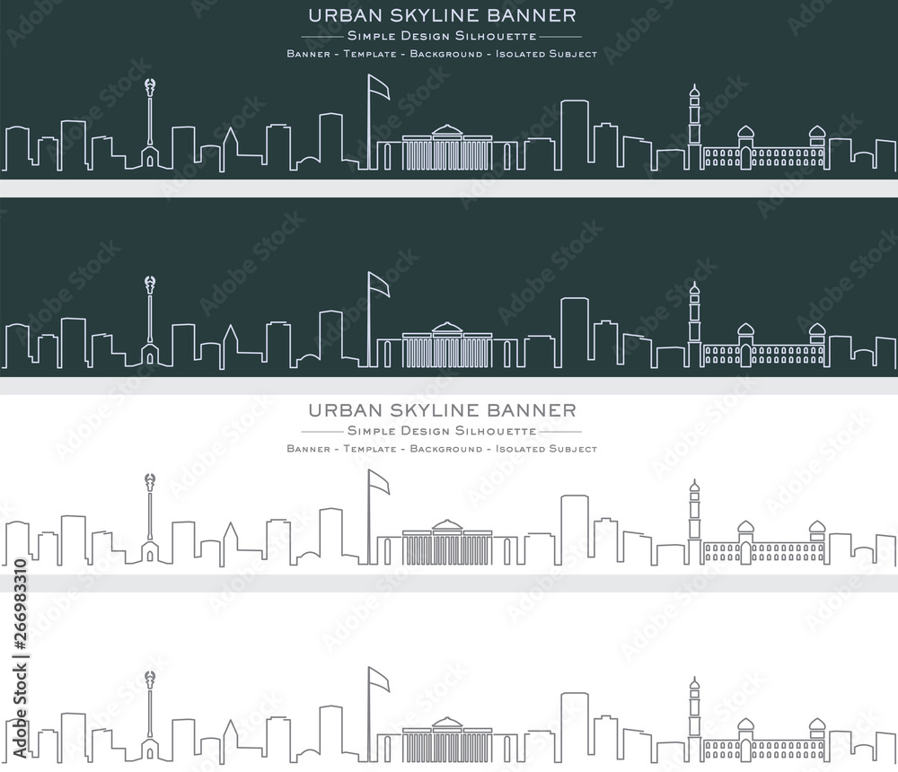 Naklejka premium Dushanbe Single Line Skyline Banner