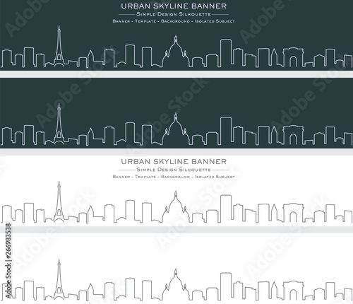 Paris Single Line Skyline Banner