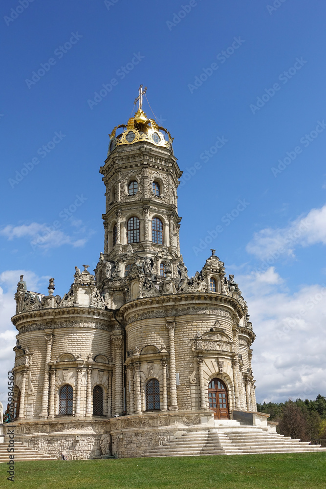 Exterior view to Church of Sign of Blessed Virgin in Dubrovitsy Znamenskaya church in Podolsk Moscow region, Russia