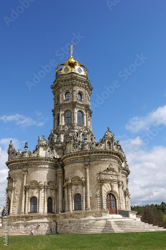 Exterior view to Church of Sign of Blessed Virgin in Dubrovitsy Znamenskaya church in Podolsk Moscow region, Russia