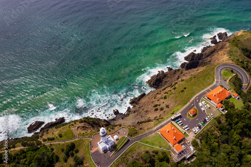 Quadro su tela aerial view of Wategoes Beach at Byron Bay with lighthouse