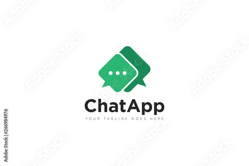 chat logo and icon vector illustration design Template