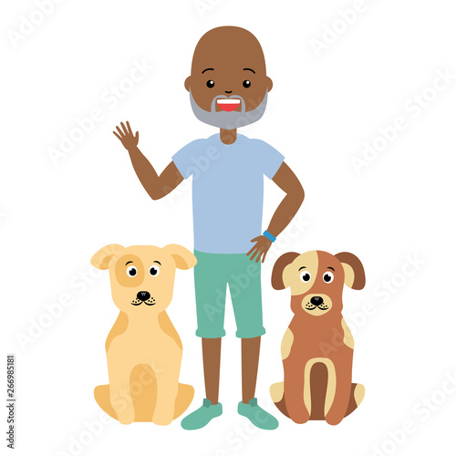 african american man and pets