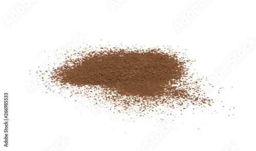 Pile cocoa powder isolated on white background.