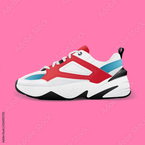 Realistic sport running shoe for training and fitness