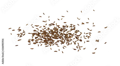 Cumin seeds or caraway isolated on white background