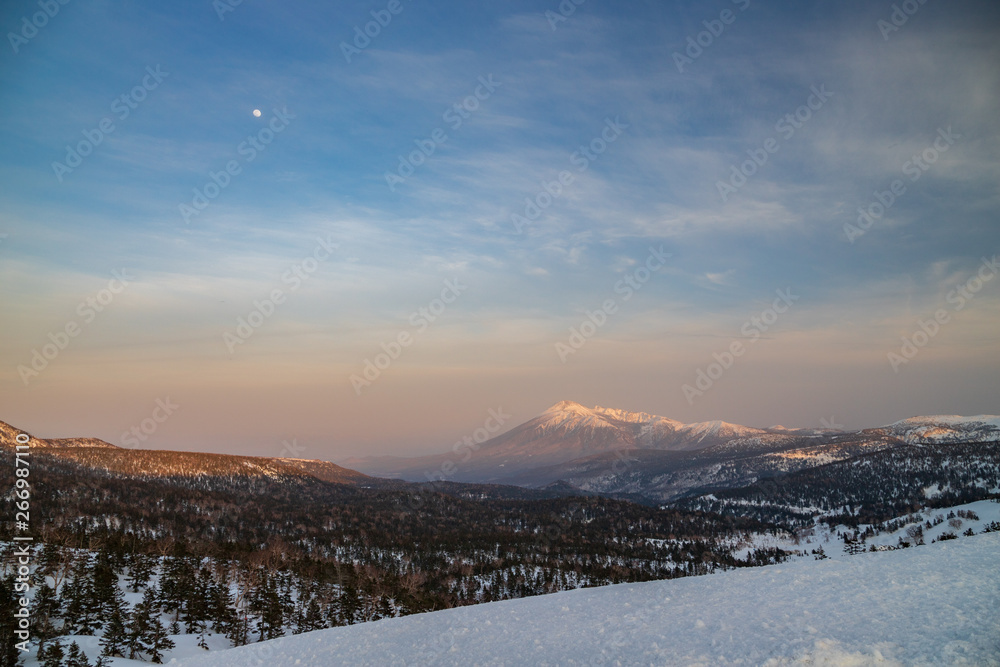 Naklejka premium Snowy scenery of Hachimantai in Tohoku region