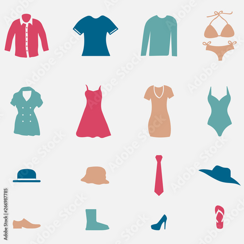 Different clothes and accessories, fashion conceptual vector