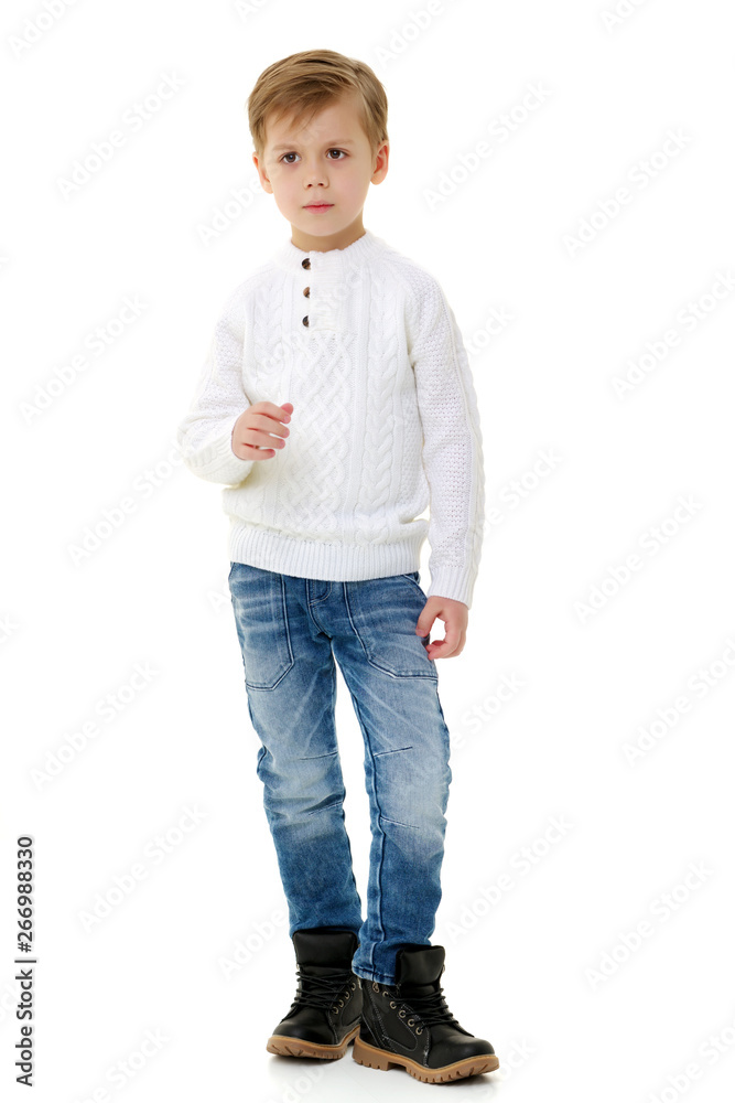 Fototapeta premium The little boy frowned.