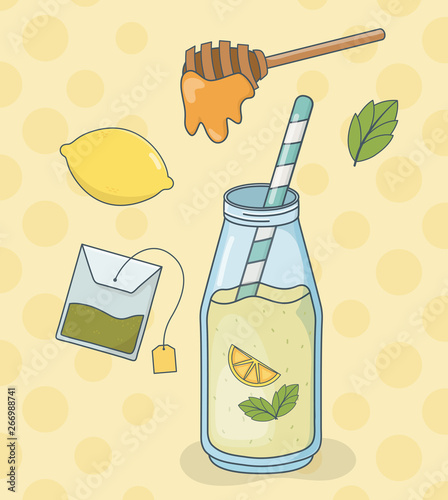 honey and lemon tea bottle with straw