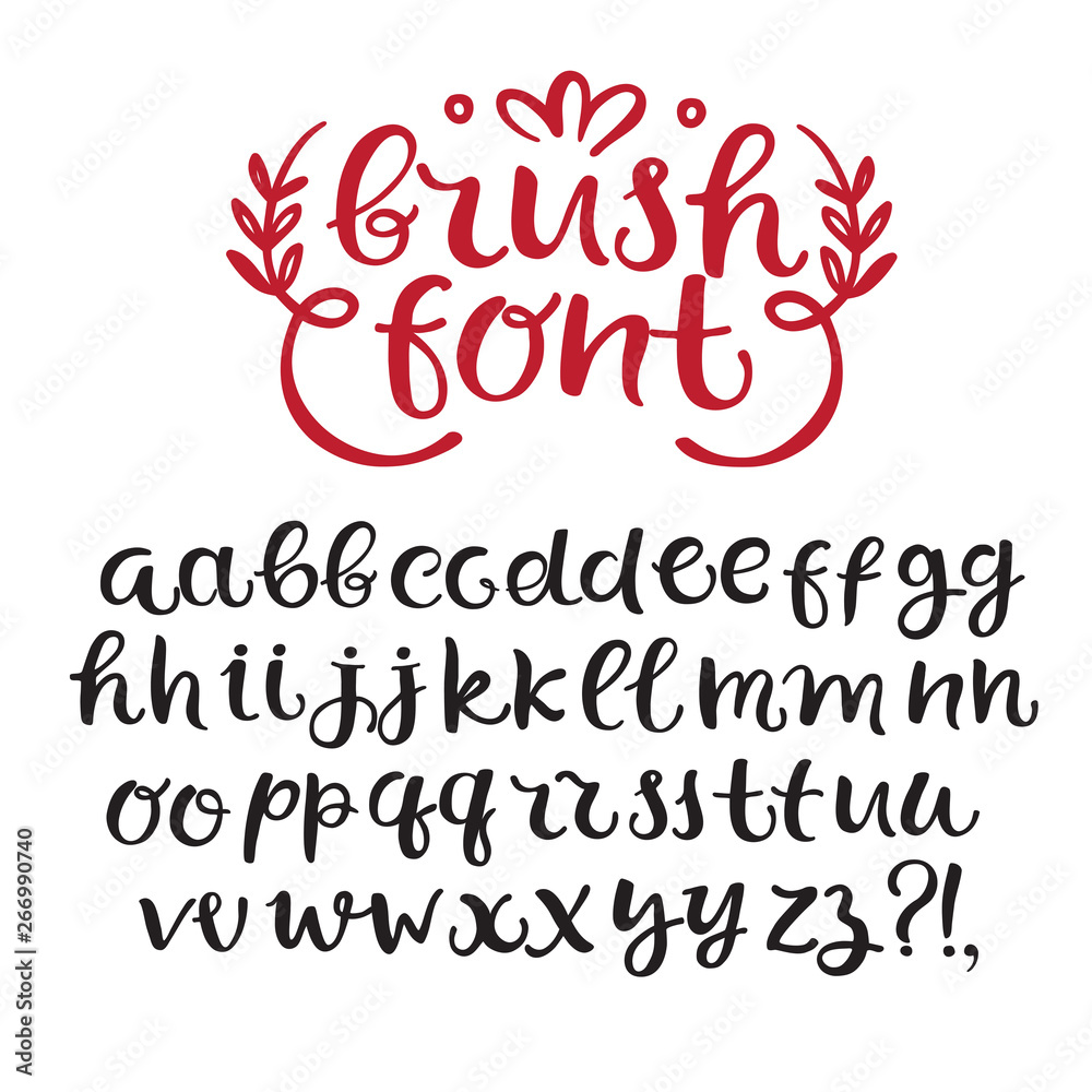 Brush hand drawn vector font