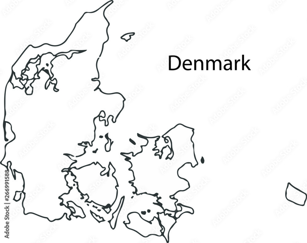 Fototapeta premium Denmark - High detailed outline map