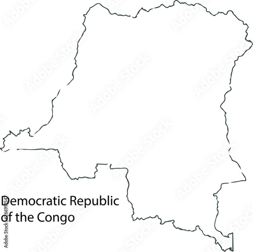 Democratic republic of the Congo - High detailed outline map