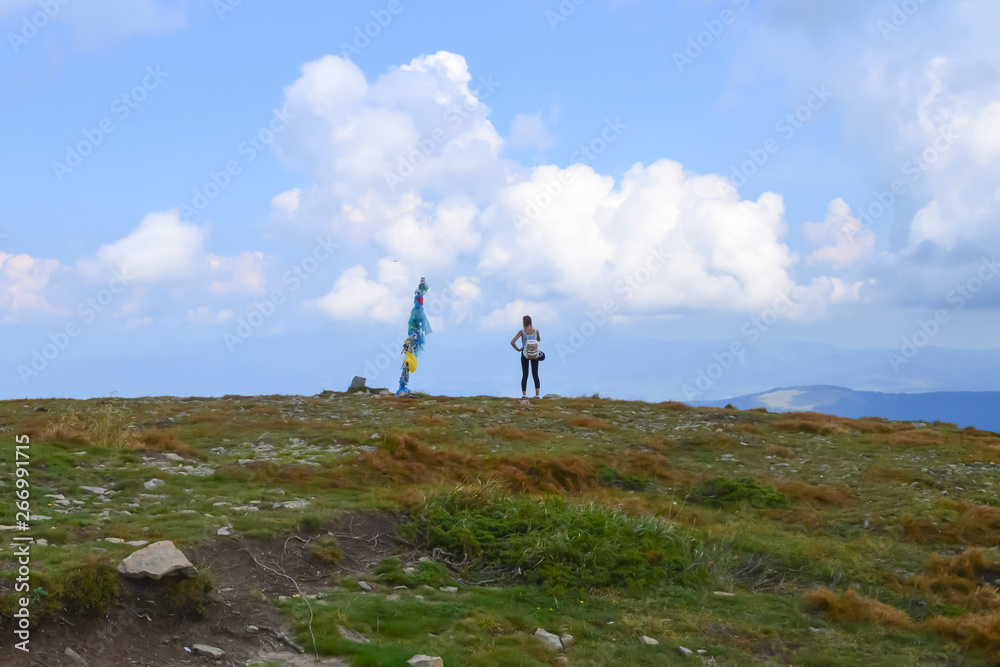 CARPATHIAN MOUNTAINS, UKRAINE - AUGUST 20:  Way to Hoverla, the highest Ukrainian Carpathian mountain, in cloudy summer day in Carpathian mountains, Ukraine on August 20, 2018.