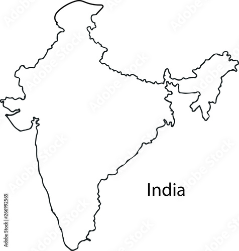 India - High detailed outline map