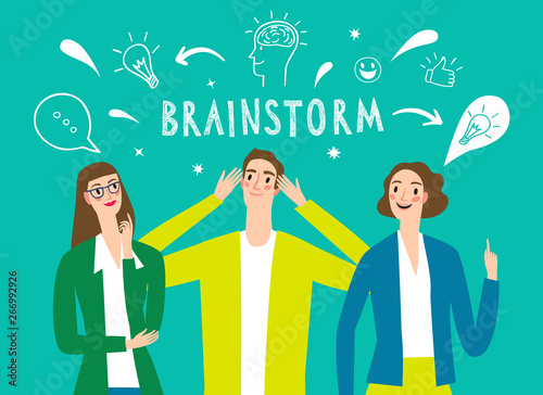 Cartoon brainstorm illustration.