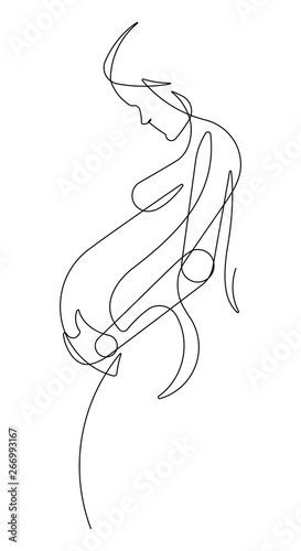 Pregnant Woman One Continuous Line Vector Graphic