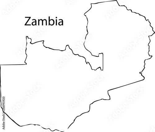 Zambia - High detailed outline map