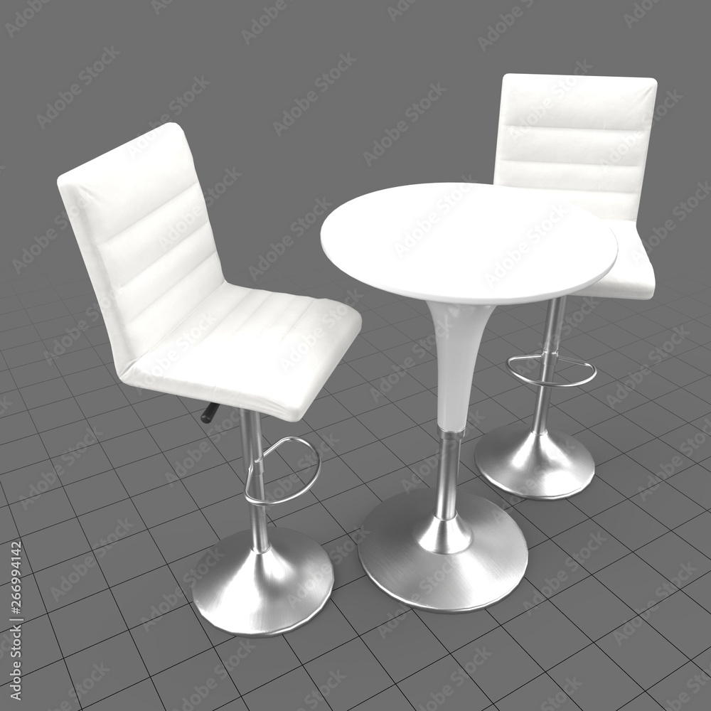Round table with stools Stock 3D asset Adobe Stock