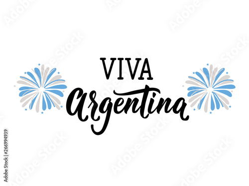 text in spanish: Viva Argentina. Vector illustration. Design concept banner, card.