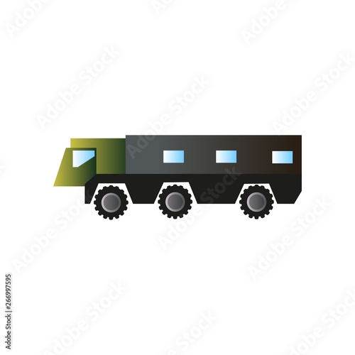 Green camo military war truck, for carry rocket