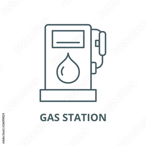 Gas station vector line icon, outline concept, linear sign