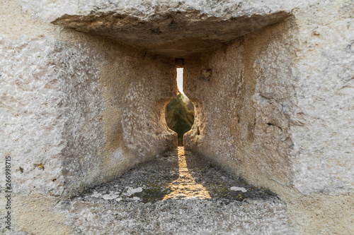 Photography Close-up of an embrasure, city walls of Provins, Northern France