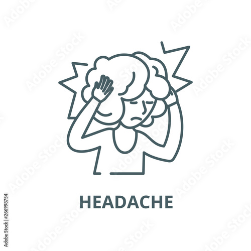 Headache vector line icon, outline concept, linear sign