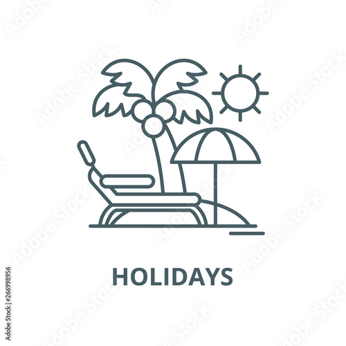 Holidays by the sea vector line icon, outline concept, linear sign