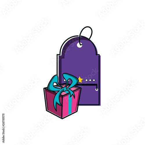 gift box with tag commercial isolated icon