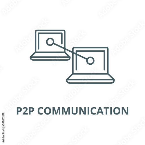 P2p communication vector line icon, outline concept, linear sign
