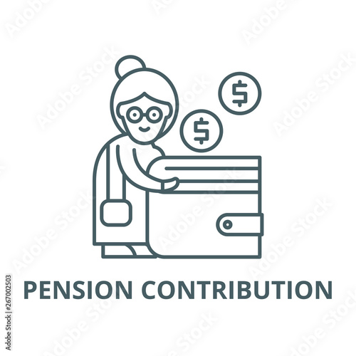 Pension contribution vector line icon, outline concept, linear sign
