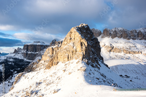 The massive mountain  Gruppo del Sella  near Canazei  Italy