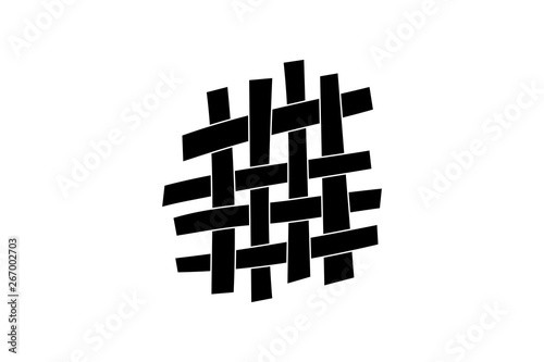 Woven patch of cloth, black silhouette, vector illustration