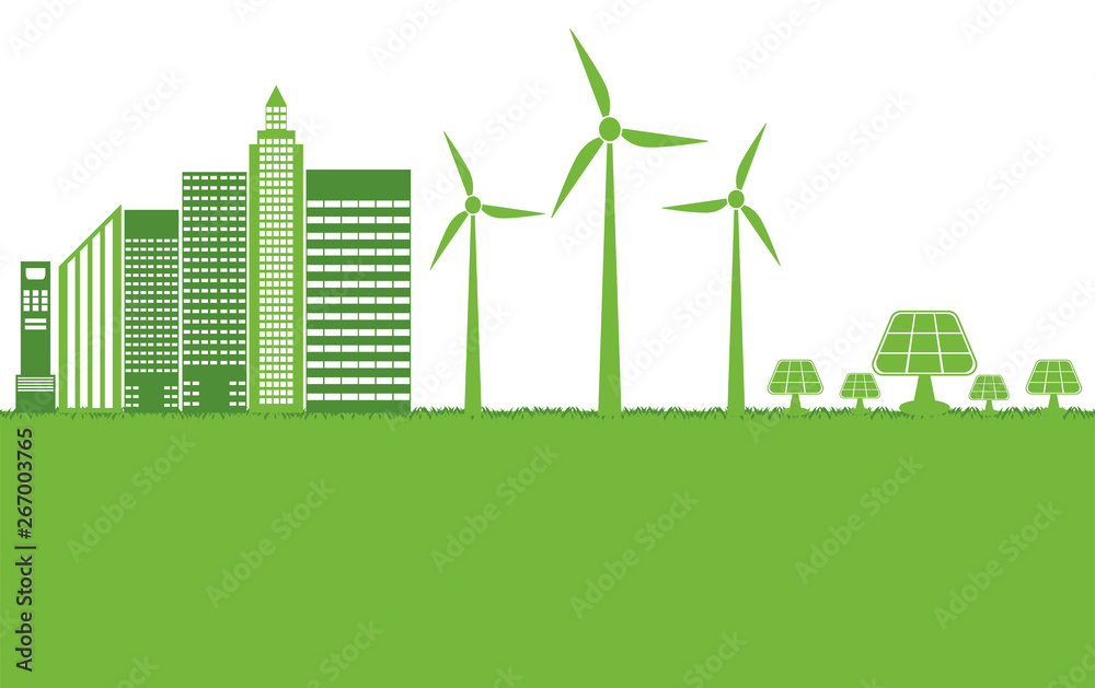 Green ecology city help the world with eco-friendly concept ideas,Vector illustration