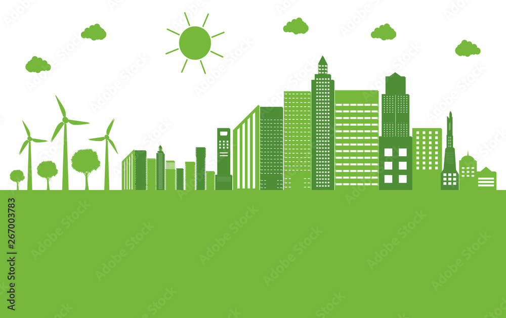 Green ecology city help the world with eco-friendly concept ideas,Vector illustration